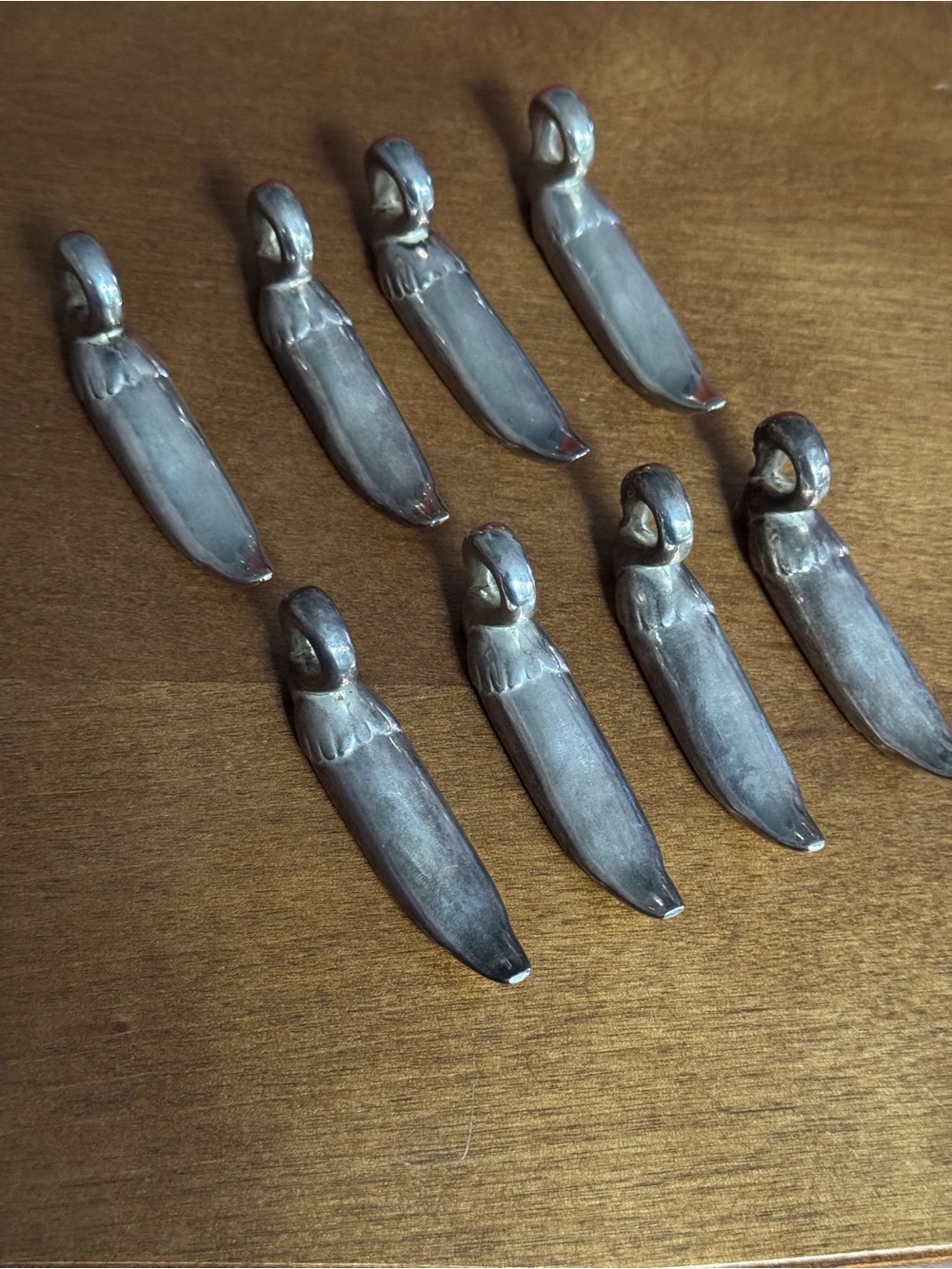 Vintage set of eight silver plated swan knife rests Not Tested Not magnetic
